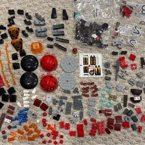 Assorted LEGO Red, Black & Gray Parts with Stickers